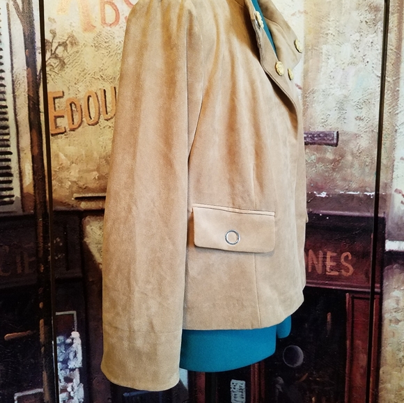 Chico's Black label washable suede tan coat - Picture 5 of 11